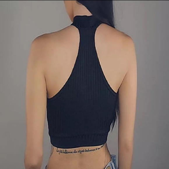 CCO SALE! Sexy Stretch Black Crop top - Picture 2 of 5